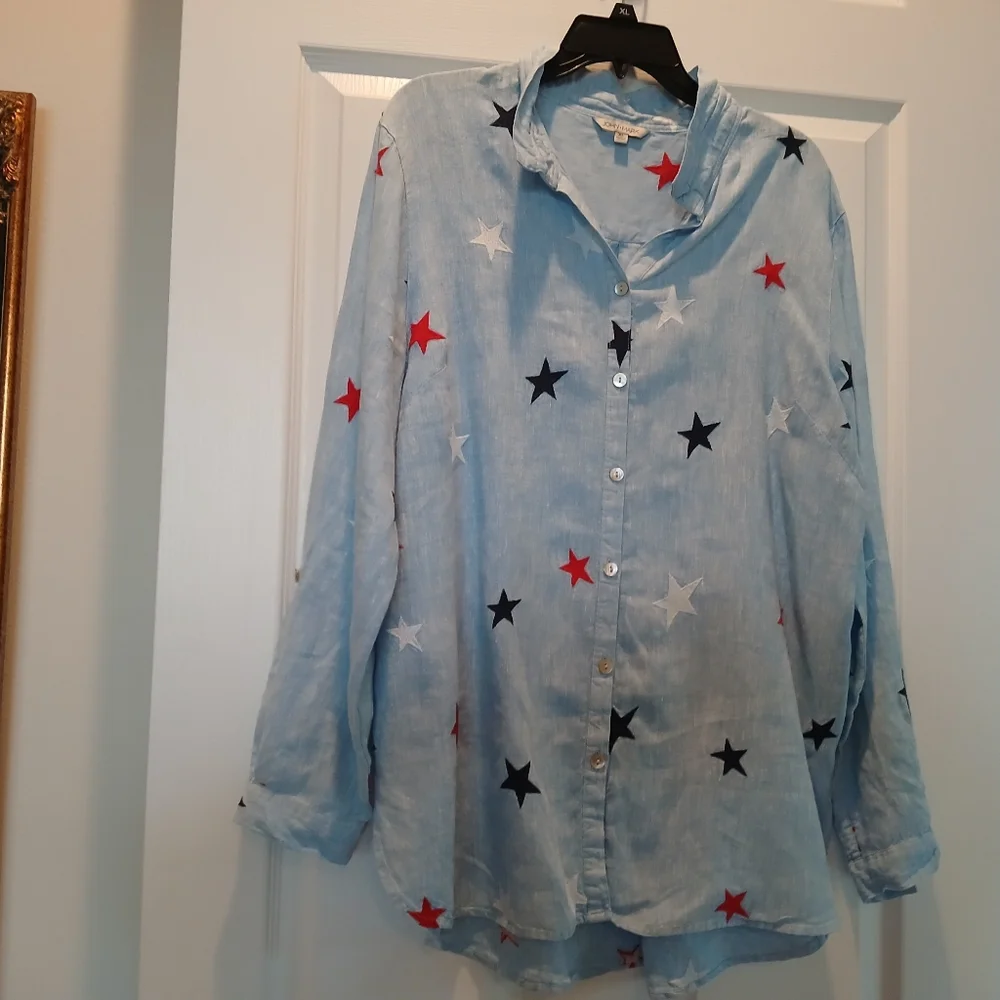 John Mark Light Blue Star Button Down Shirt - Picture 1 of 13